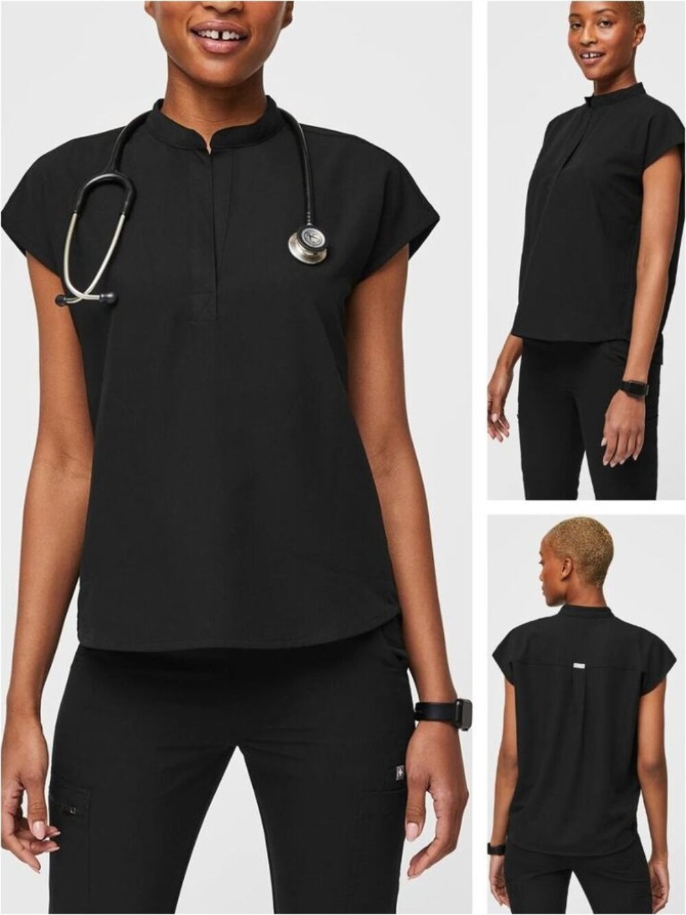 FIGS Rafaela Oversized Scrub Top Size Large Black